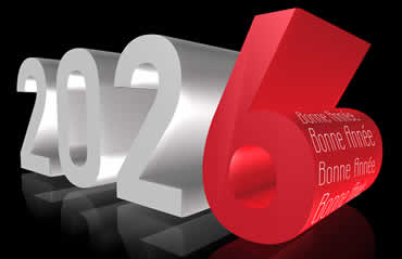 Cartes de voeux 2026 en 3D blanc et rouge
