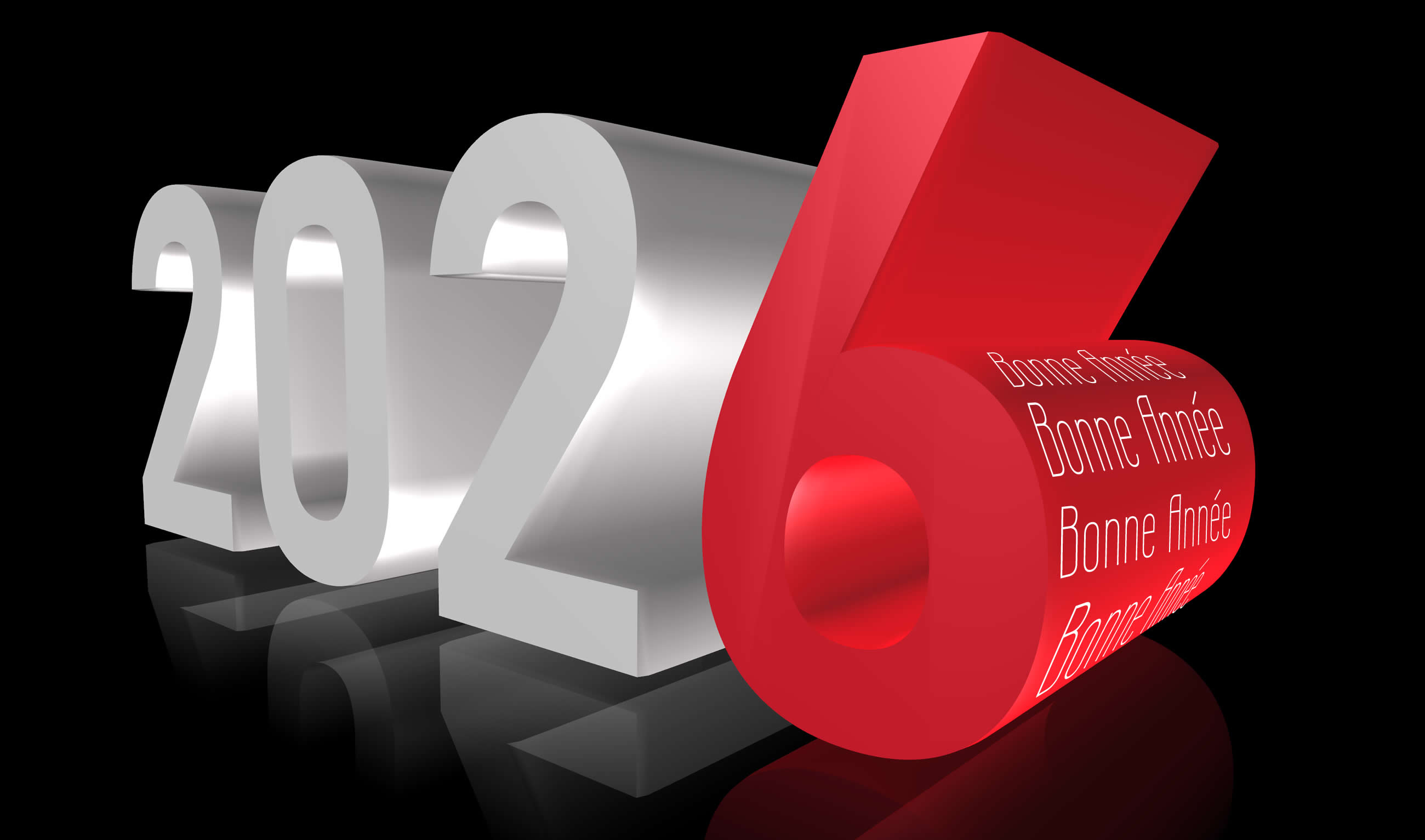 Image Bonne Année 2027 en 3D blanc et rouge