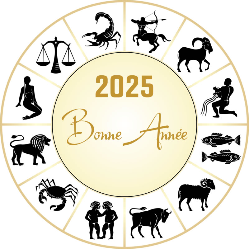 Image avec message de voeux de bonne année 2024 pour les signes du zodiaque
