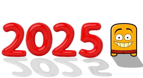 GIF animé d'un petit homme souriant portant 2026