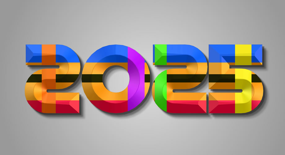 Bonne année 2025 Image en 3D multicolore.