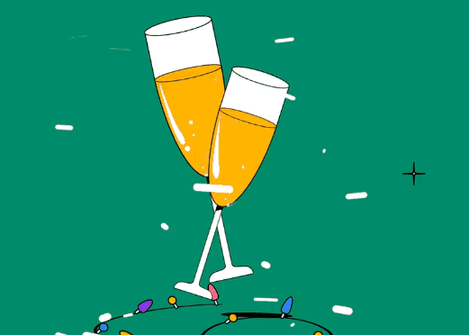 Gif animé deux coupes de champagne trinquant à la nouvelle année