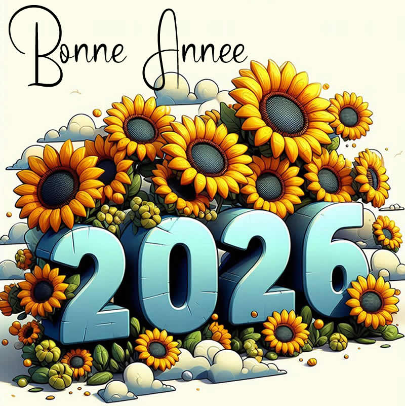 Cartes de voeux 2027 Image bonne année 2027 avec plante de tournesol