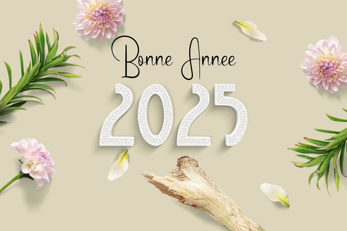 Image bonne année 2024 avec des fleurs
