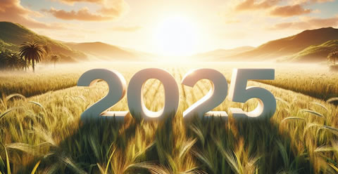 Image 2025 avec paysage entre herbe et ciel