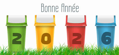 Image 2026 avec des poubelles pour la collecte séparée