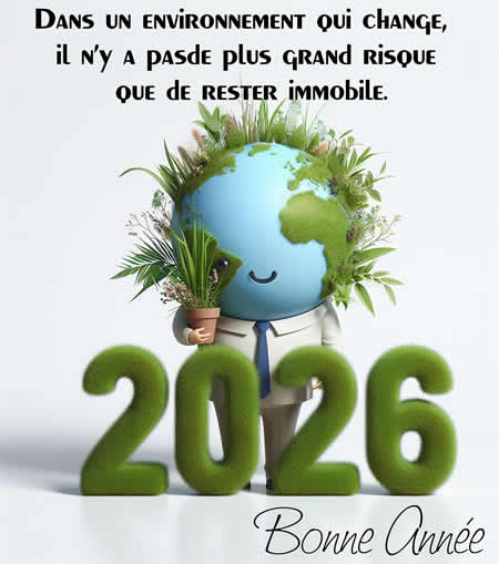 Image vert avec un grand 2026 avec citation